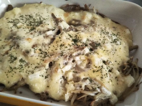 ひき肉、もやし入り長芋ふわふわ焼き!おつまみにも◎
